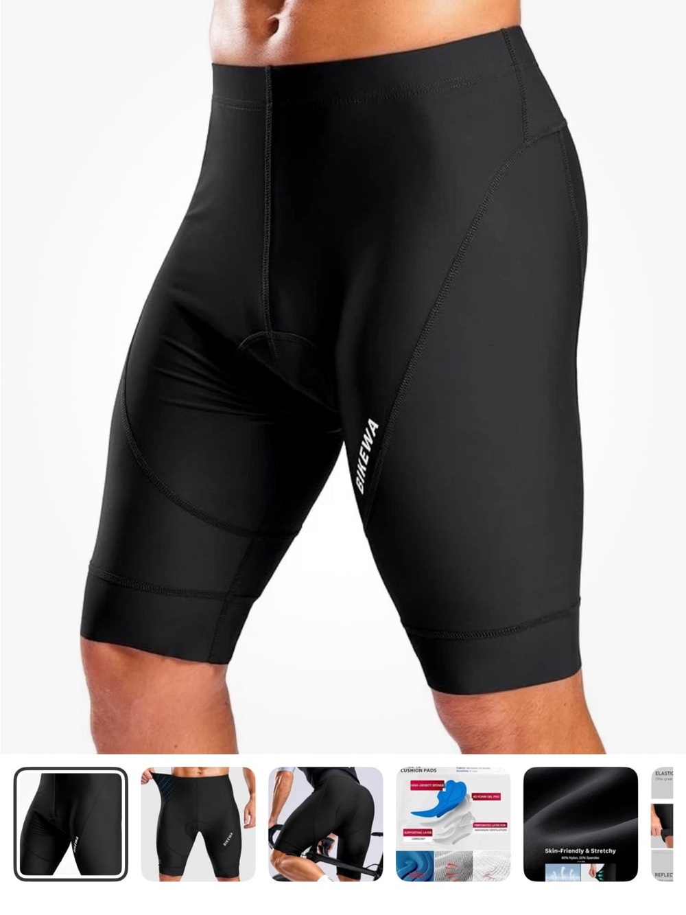 Men’s Padded Cycling Shorts Athletic Performance Bike Shorts Black Activewear
